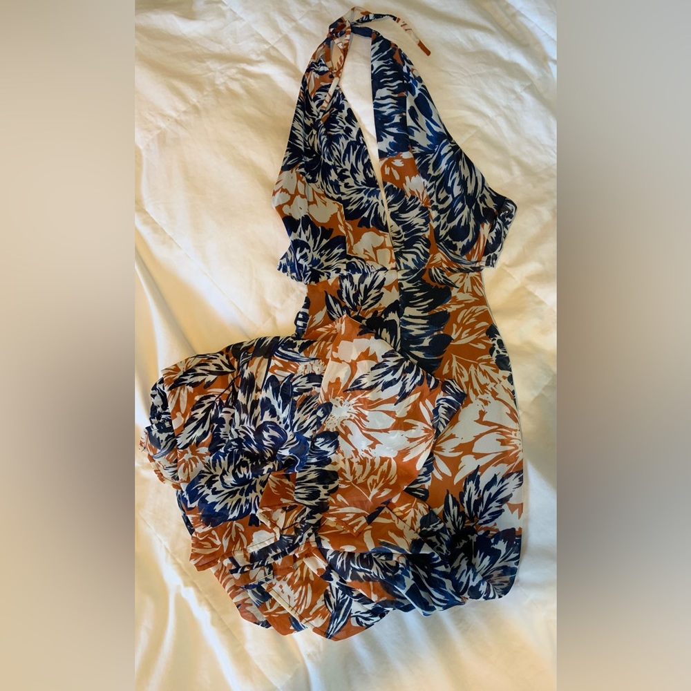 Formal, floral halter dress, size Small